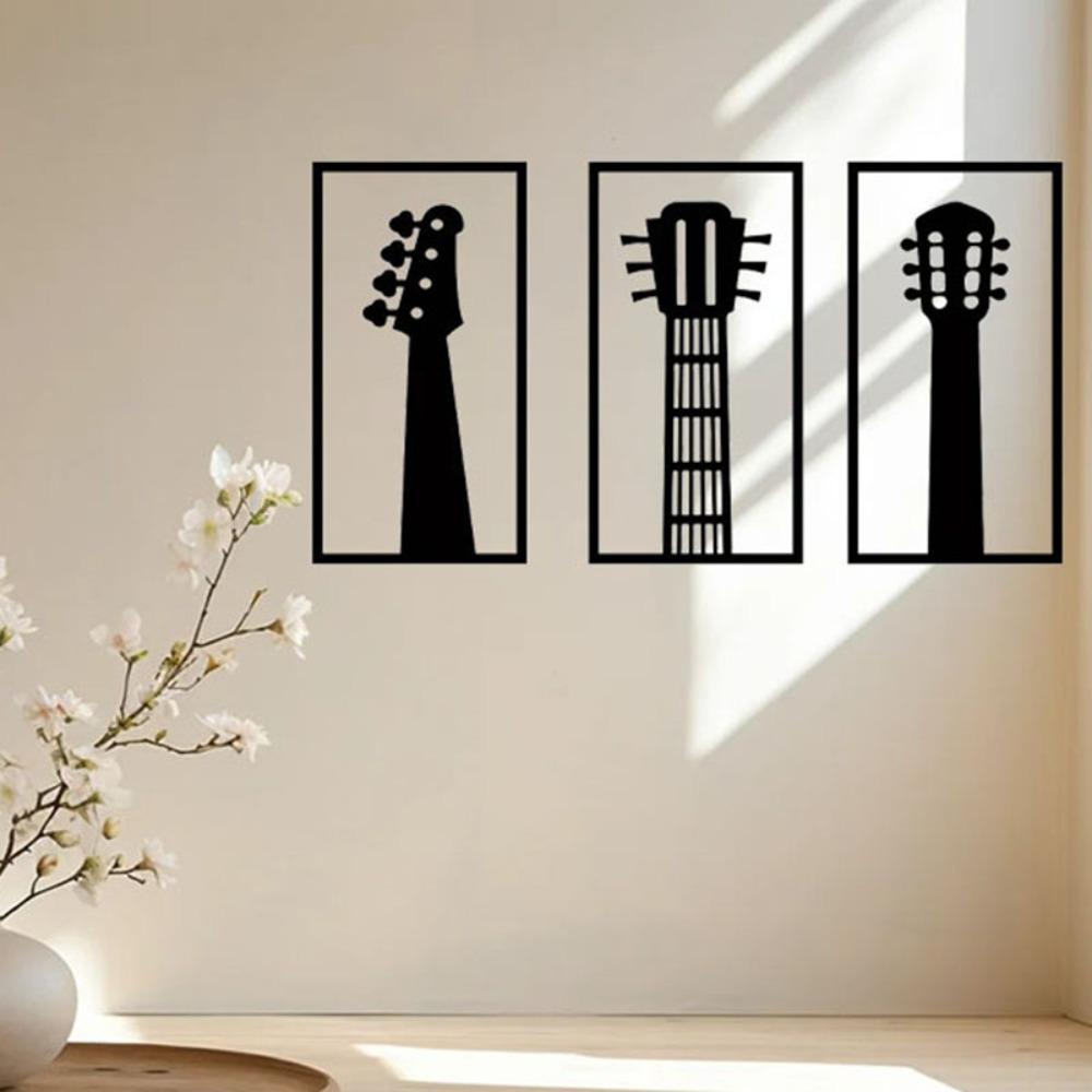 3pc/set Metal Wall Art Sculpture Decorative Musical Instrument Wall Sculpture Decor Music Style Metal Wall Decoration Music Sign
