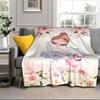 Ballerina In Pink Flowers Blanket Flannel Blanket for Bed, Sofa, Camping, Hiking, Picnic Essentials, Gift for Family Fan Gifts