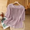 Womens Spring Tops Embroidered Loose Fit Blouse Summer Shirts for Women Casual Style Womens Summer Shirts Dressy Tops for Women