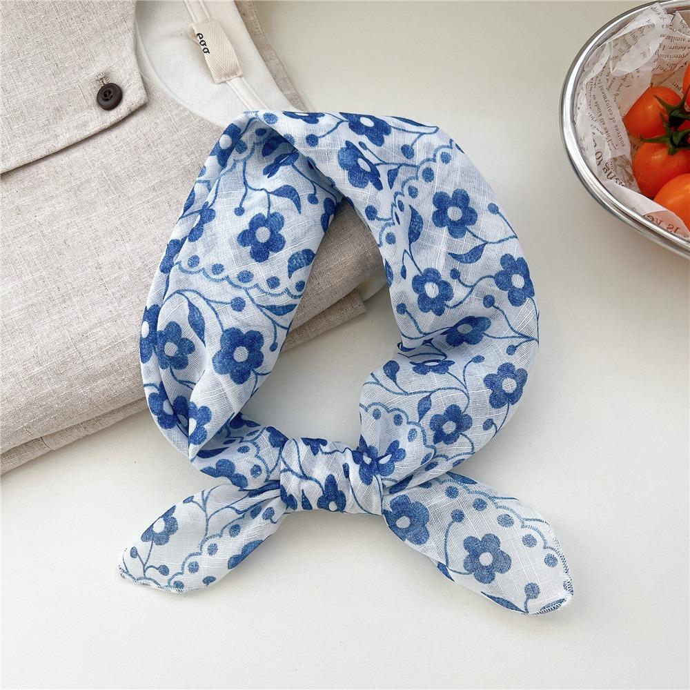 Cashew Small Square Scarf Floral Square Handkerchief Simple Printed Silk Scarf  Vacation