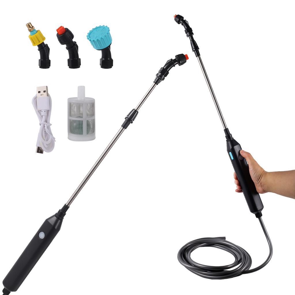 Pulvérisateur Électrique Portable Manuel Outil d'Irrigation de Jardinage USB 2400mAh Rechargeable Poignée Télescopique 3 Buses Tuyau 2/3/5M