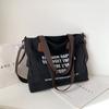 Simple Canvas Large-capacity Casual Bag Women's 2025 New Lazy Style Single Shoulder Fashion Printed Letter Tote Bag
