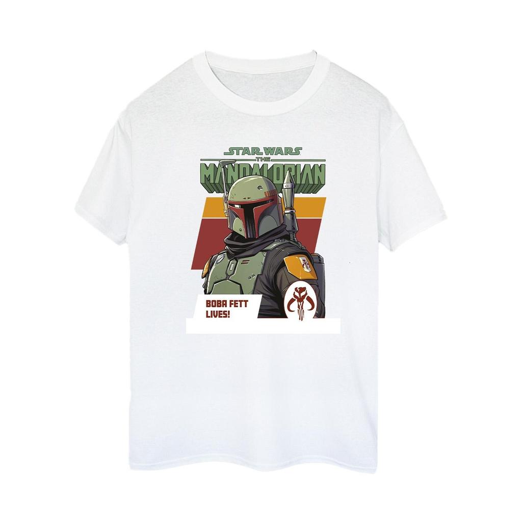 Star Wars Womens/Ladies The Mandalorian Boba Fett Lives Cotton Boyfriend T-Shirt