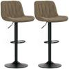 Set of Two Linen-Look Bar Stools - Brown