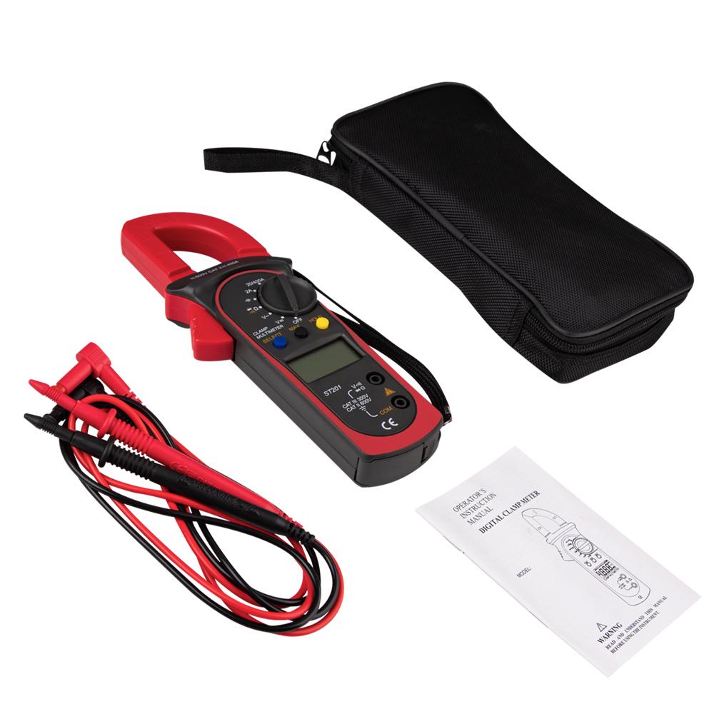 

ST201 Digital Clamp Multimeter 4000 Counts Clamp Ammeters Transistor Capacitor Tester Power Test Automotive AC Celsius Voltage Current Tester
