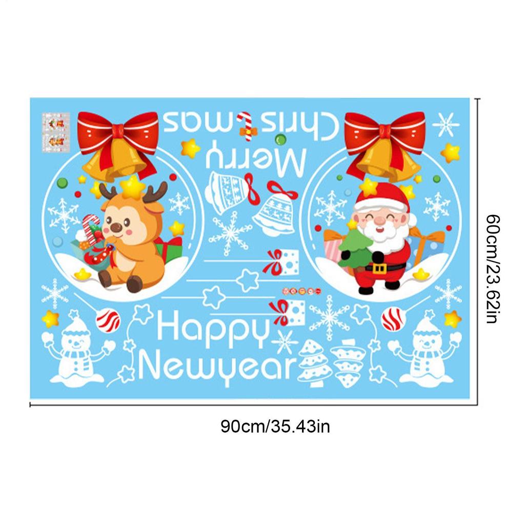 Christmas Window Stickers Double Side Santa Claus Reindeer Stickers Christmas Window Static Stickers New Year Decorative Decal