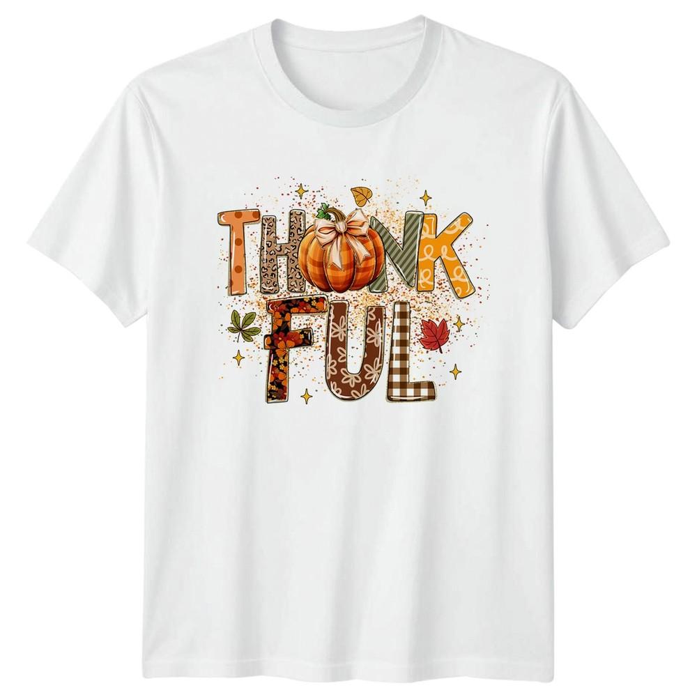 Thankful Thanksgiving Holiday Unisex Unisexs Graphic Tee Fall Autumn Season