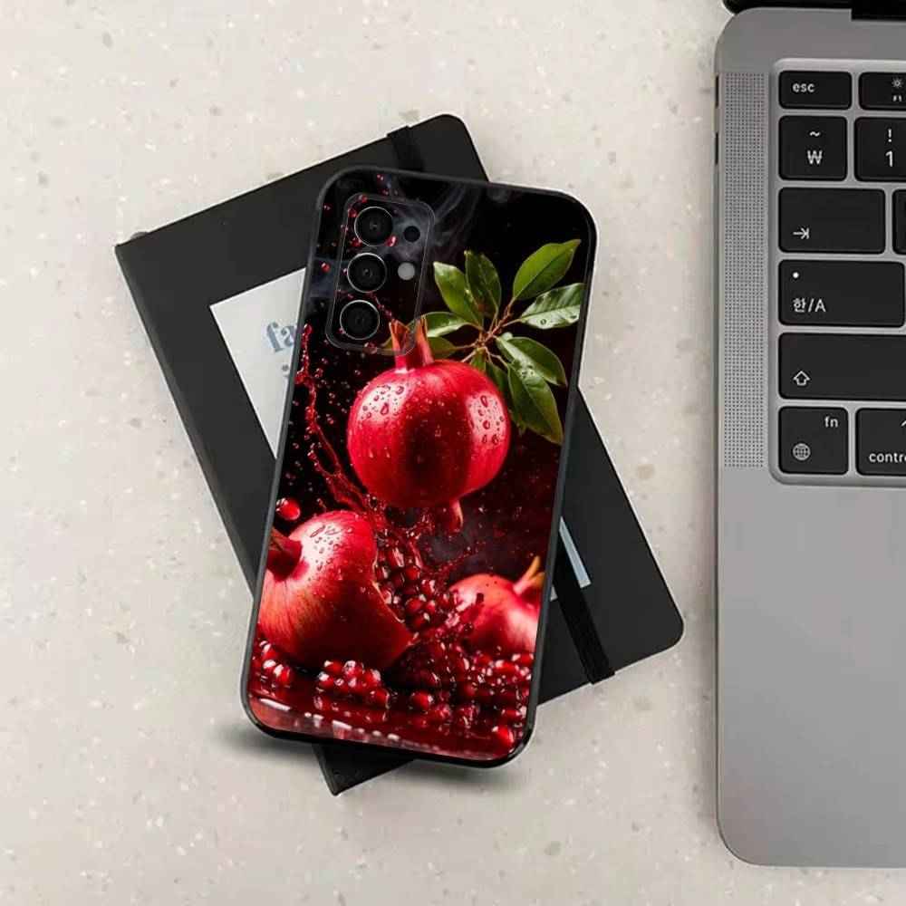 Tasty Fruit Pomegranate For Samsung Galaxy A53,31,52,72,41,Note,J7,8,9,5G,22,73,32,71, Soft Black Silicone Case