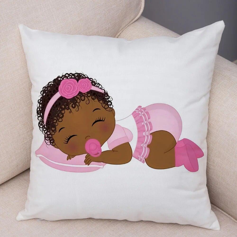 Home Decor African Baby Sofa Cushion Cover Bedroom Home Kids Room Decor Cute Cartoon Girl Pillowcase
