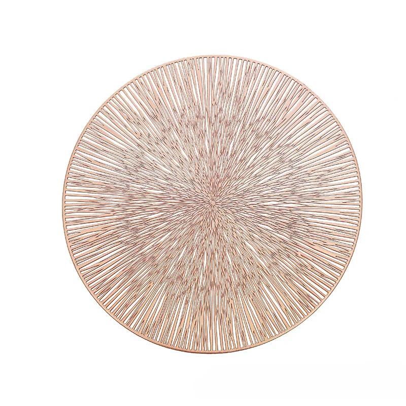 Round Firework Shape PVC Placemat Hollow Table Mats Coaster Pads Heat-Resistant Wipeable Waterproof Anti-Slip Pad Home Decor