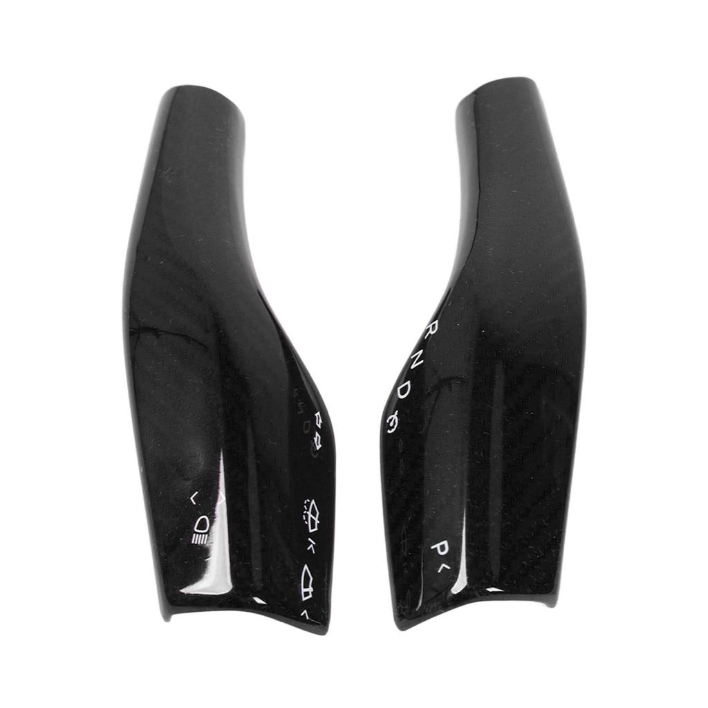2PCS Steering Wheel Gear Shift Cover Real Carbon Fiber Scratch Proof Replacement for Tesla Model 3 Y 3K Twill Gloss
