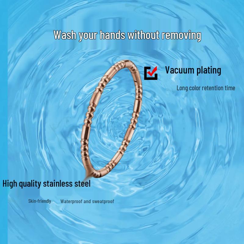 Bamboo Titanium Stainless Steel Women's Bracelet - High-End, Non-Fading Design