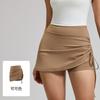 Women's White Ruched Drawstring High-Waist Tennis Skort