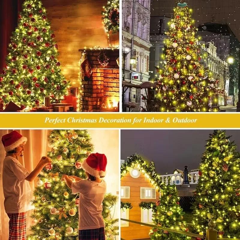 LED Christmas Tree Topper Lights Ring WaterfallString LightsOutdoor Waterproof Garden Yard Decoration HolidayTree Lighting Decor