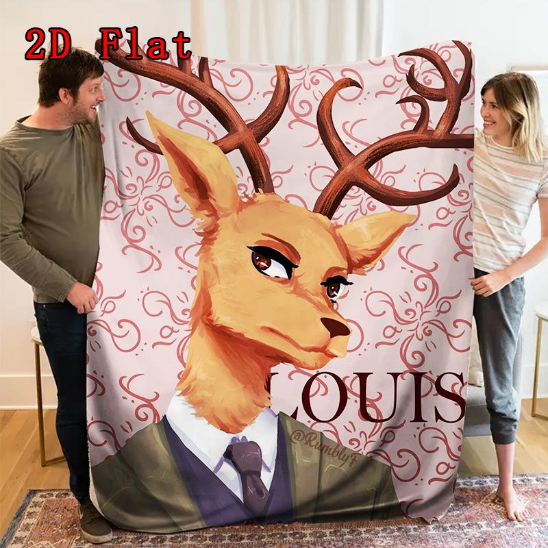 Louis Beastars 2D Flat Pattern Flannel Blanket High quality All Seasons Warmth and Comfort Perfect for Christmas Gifts.MMT0918059