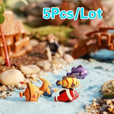 5Pcs/Lot Random Miniature Tropical Fish Fairy Garden Terrarium Figurine DIY Bonsai Craft