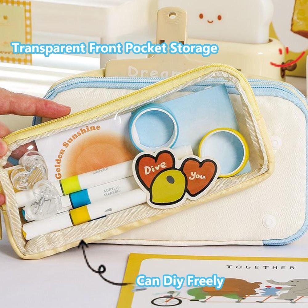 Durable Contrast Color Design Pen Bag Detachable Eight Layers Stationery Bag Large Capacity Stationery Organizer School Office