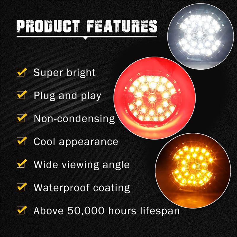 1 Pair Motorcycle LED Turn Signal Lights Brake Light Lamp For Harley Electra Glide Road