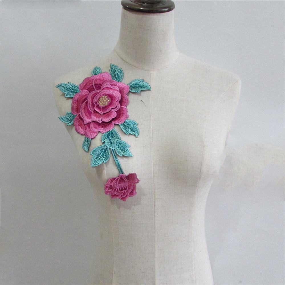 High-End Embroidery Collar 3D Three-Dimensional Stacked Rose Embroidery Clothing Lace Sewing Collar Accessories