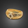 Vintage Gold Zircon Geometric Men'S And Women'S Rings Thick Rhodium Gold Plated Wedding Band Jewelry