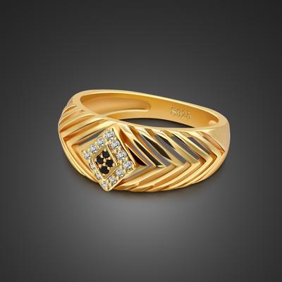 Anelli Geometrici Vintage Oro Zircone da Uomo e da Donna Fede Nuziale Spessa Placcata Oro Rodiato Gioielli