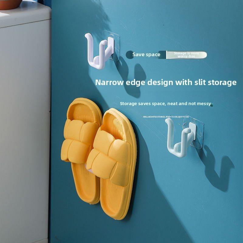 Self-adhesive Slipper Hooks Slippers Racks No-punch Wall Mounted Shoes Storage Rack Drying Hanger Bathroom Shoe Hook Accessories