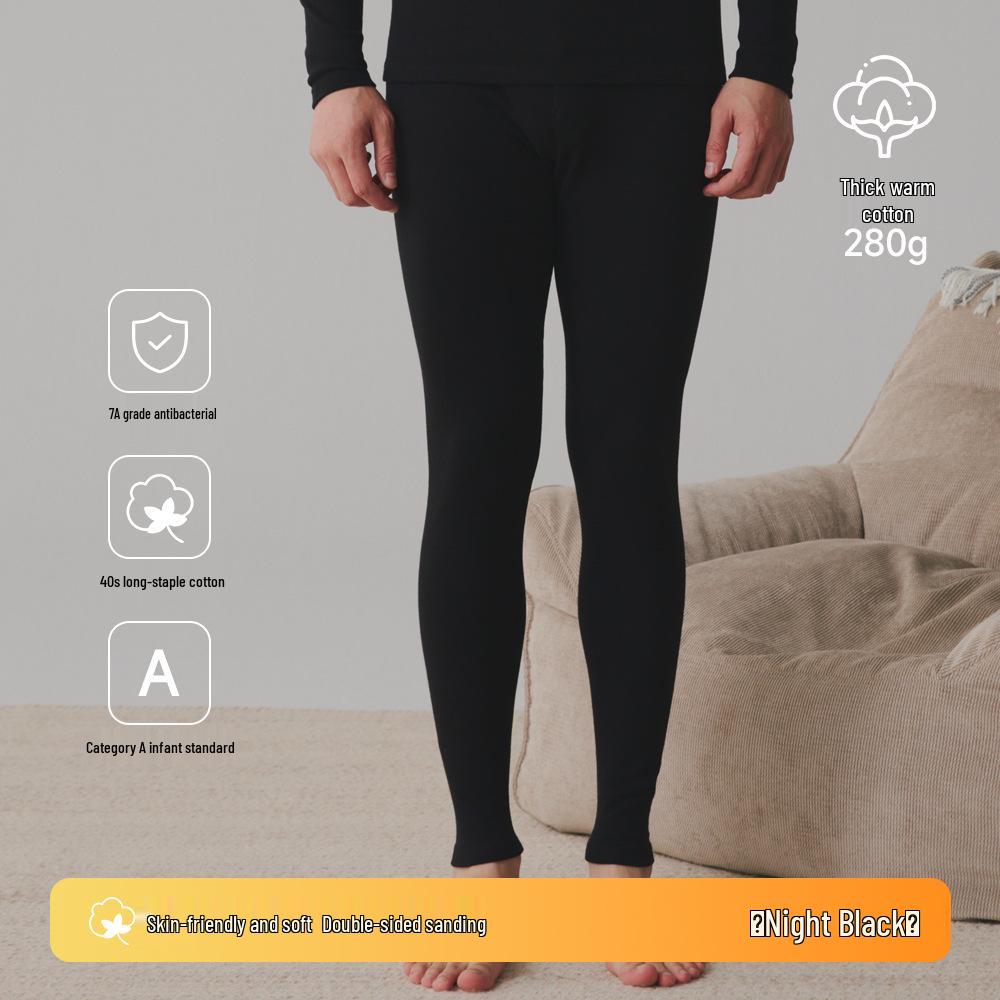 

Мужской очень плотный 280г комплект нижнего белья из чистого хлопка с антибактериальным эффектом и начесом для осени/зимы 3XL