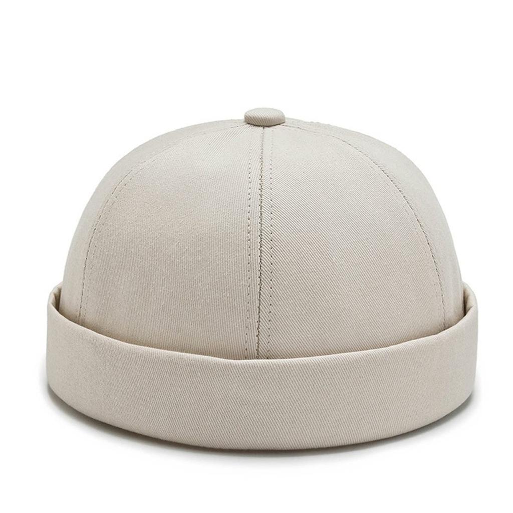 Weuiean Roll Watch Retro Men's Cap, Cotton, No-Brim, Cap, Style, Round, Adjustable, Unisex, SG-76 (Beige)