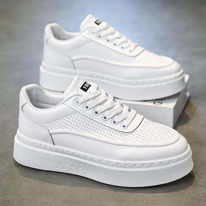 

Men s Platform Flats Spring Autumn Fashion Cross Tied Height Increase Casual Shoes Comfortable Outdoor Non Slip Vulcanized Shoes 39 білий