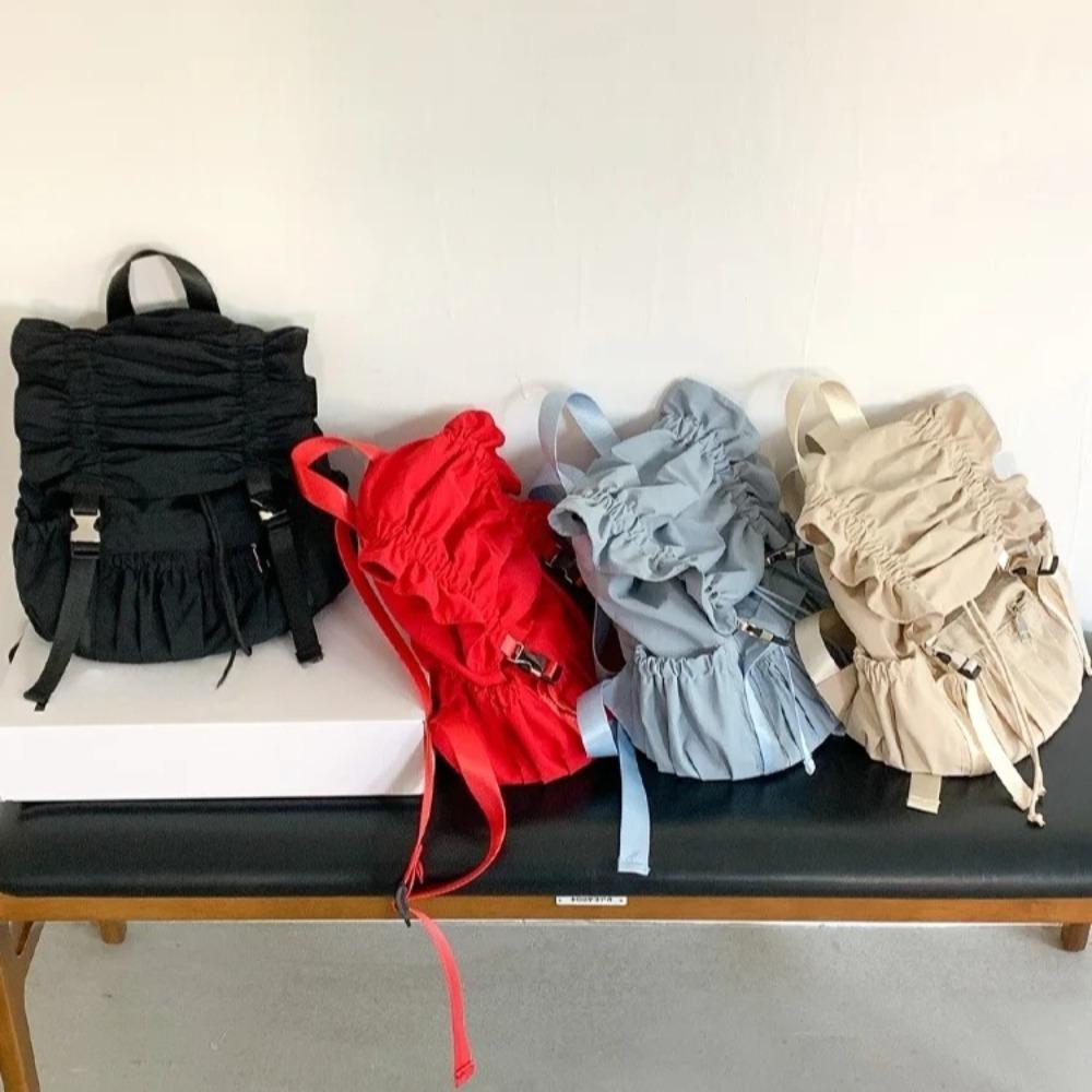 Ruched Mochilas Mujer Preppy Style Mochila Lightweighte Portable Bag Outdoor Travel Nylon Backpack Korean Bags for Woman