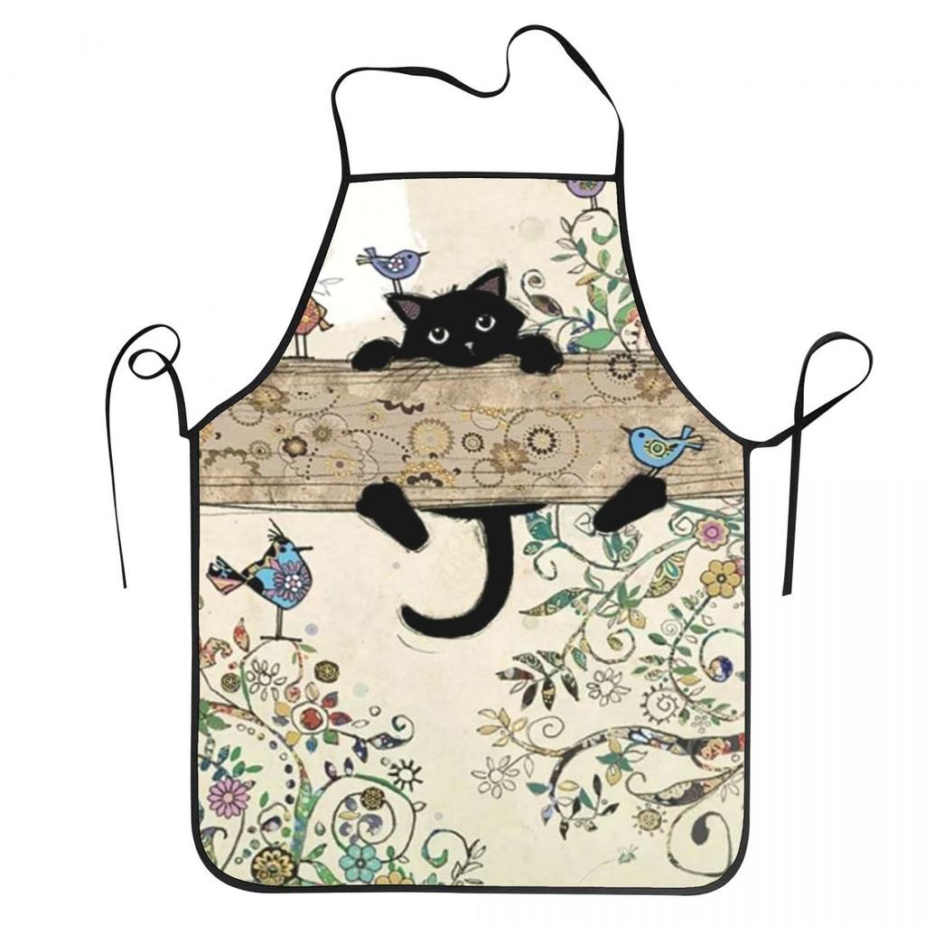 Cartoon Animal Style Cute Cat Pattern Apron Chef Cuisine Tablier Waterproof Bib Kitchen Cleaning Pinafore for Women Men Painting