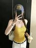 Pure desire sexy pocket decorative suspenders knitted vest summer waist thin chic fashion commuter versatile top