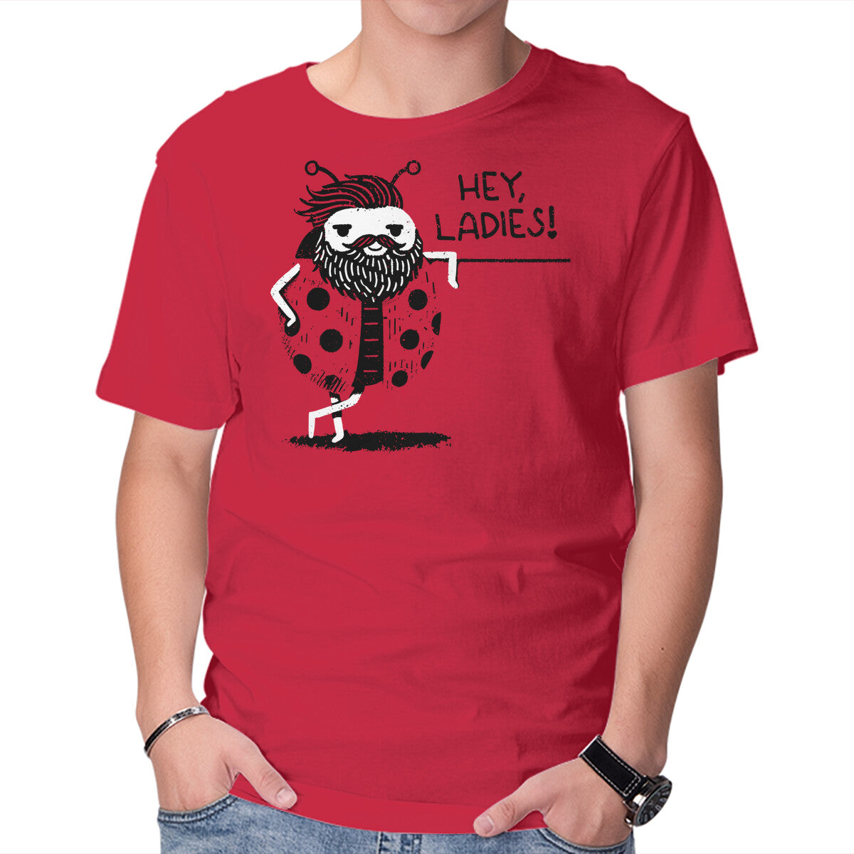 Unisex Crew Neck T-Shirt Ladybug Lover Graphic Short Sleeve Casual Tee L