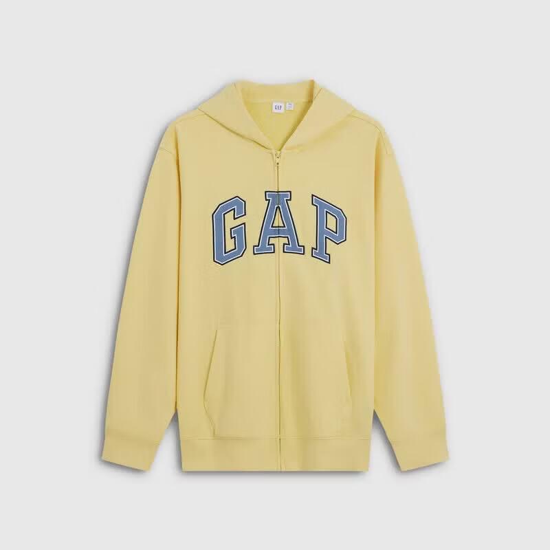 GAP Unisex Logo Embroidered Loose Hooded Cardigan Sweatshirt