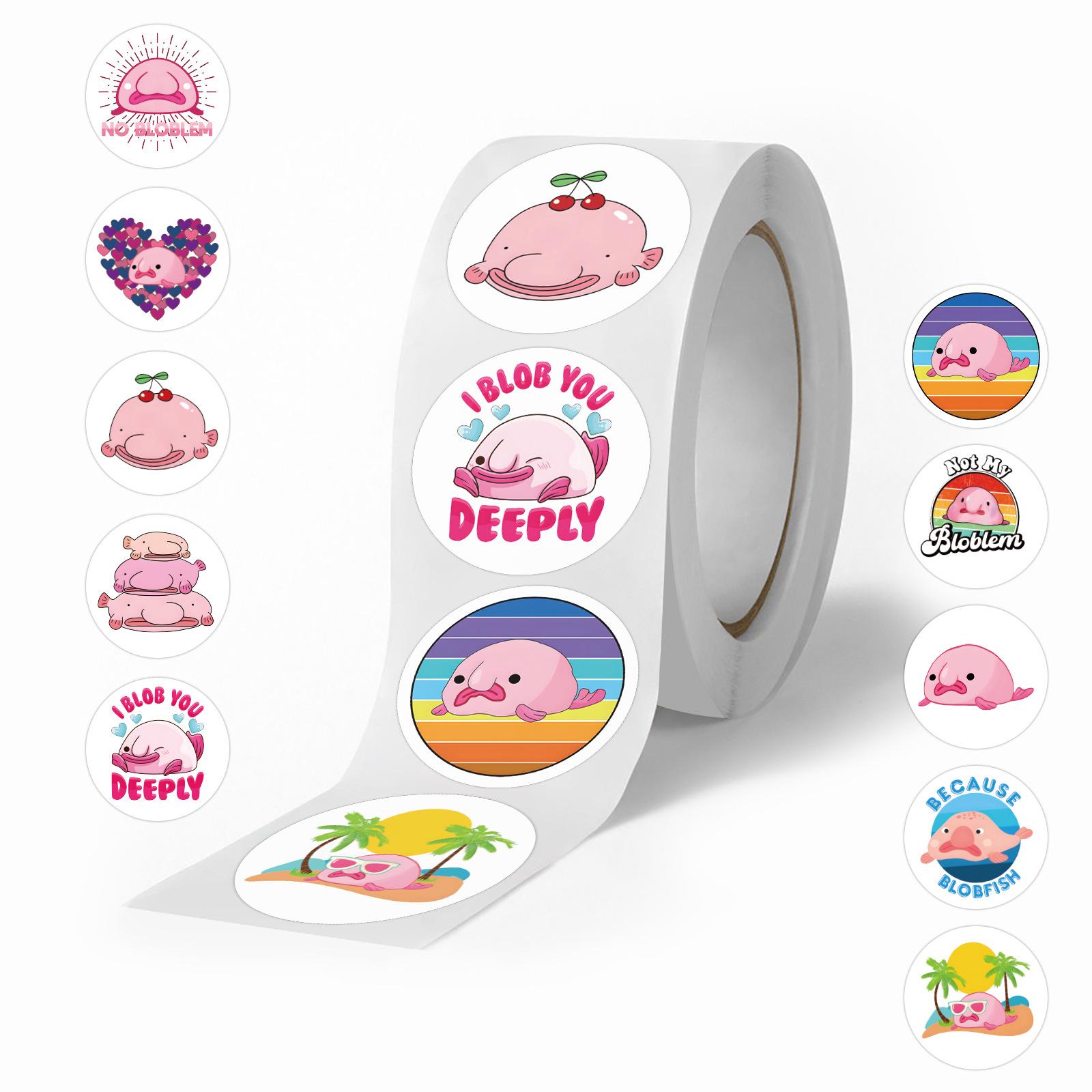 

500 наклеек/рулон Мультяшная капля воды Рыба Лента Высококачественная лента Декоративный чемодан Чехол для мобильного телефона Лента