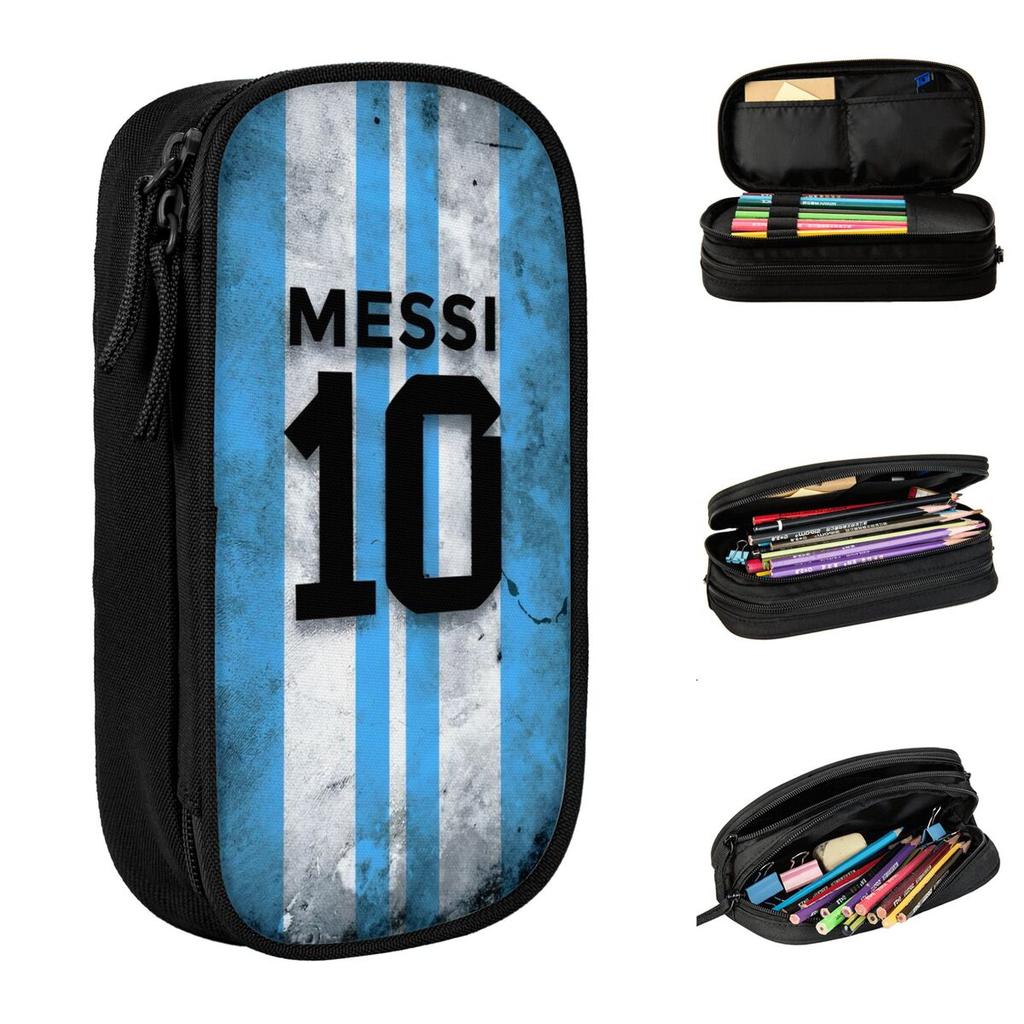 Fun Football 10 Pencil Case Lionel Messied Pencil Box Pen Box for Girls Boys Large Storage Bag Students School Gifts Stationery