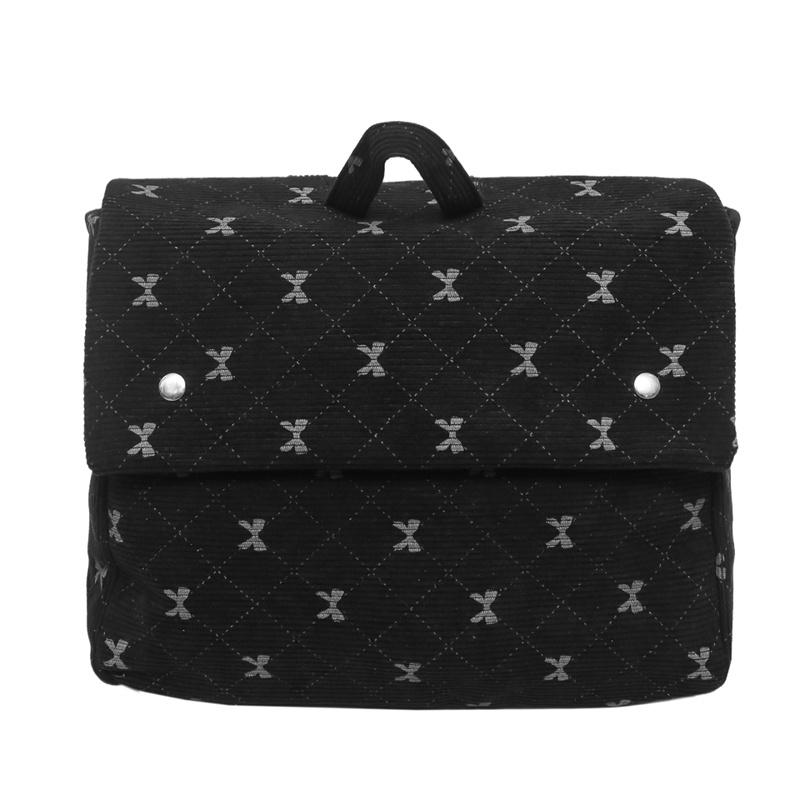 

Vintage Corduroy Backpack Women s Bow Print Large Capacity Backpack чёрный