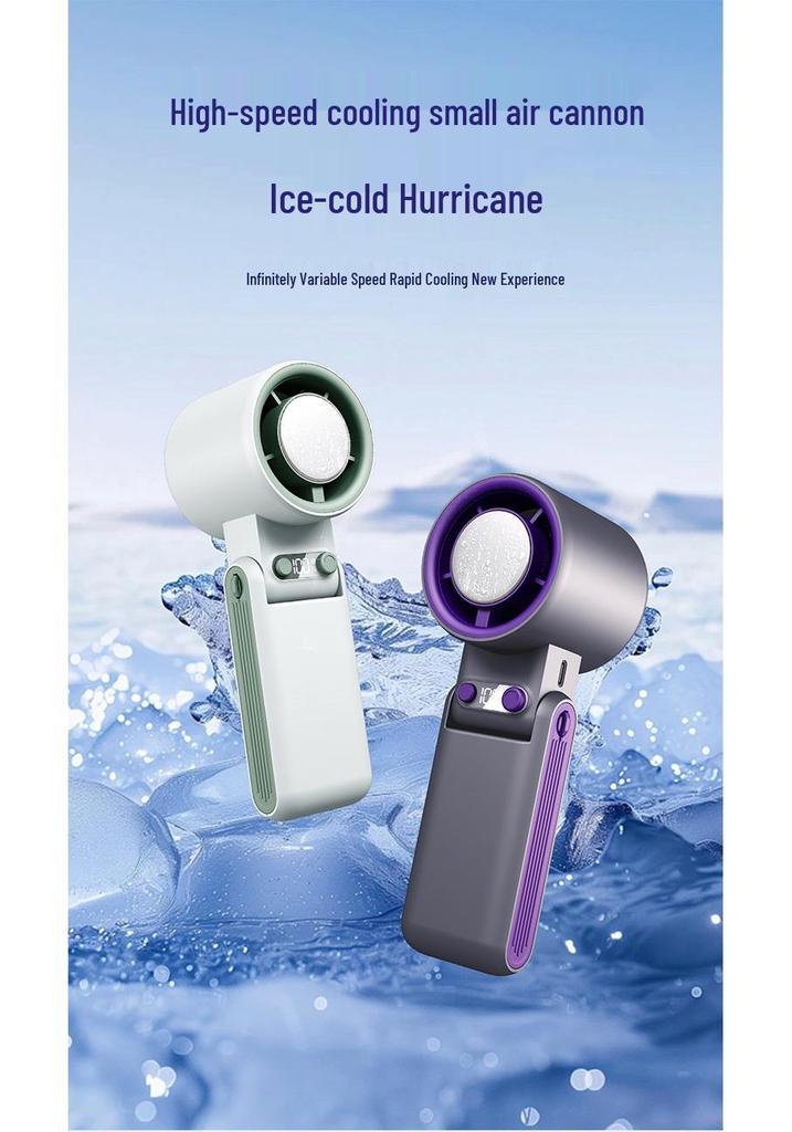 Turbo Ice Pack Handheld Portable Mini Folding Fan with High-Speed Semiconductor Cooling