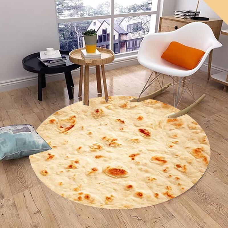 Pizza Fruit Egg Pattern Carpet Circular Anti Slip Home Cushion Large Indoor and Outdoor Floor Mat Welcome Door Mat