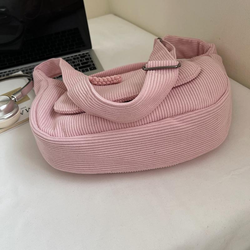 Borsa a spalla in velluto a coste da donna borsa a tracolla a tinta unita