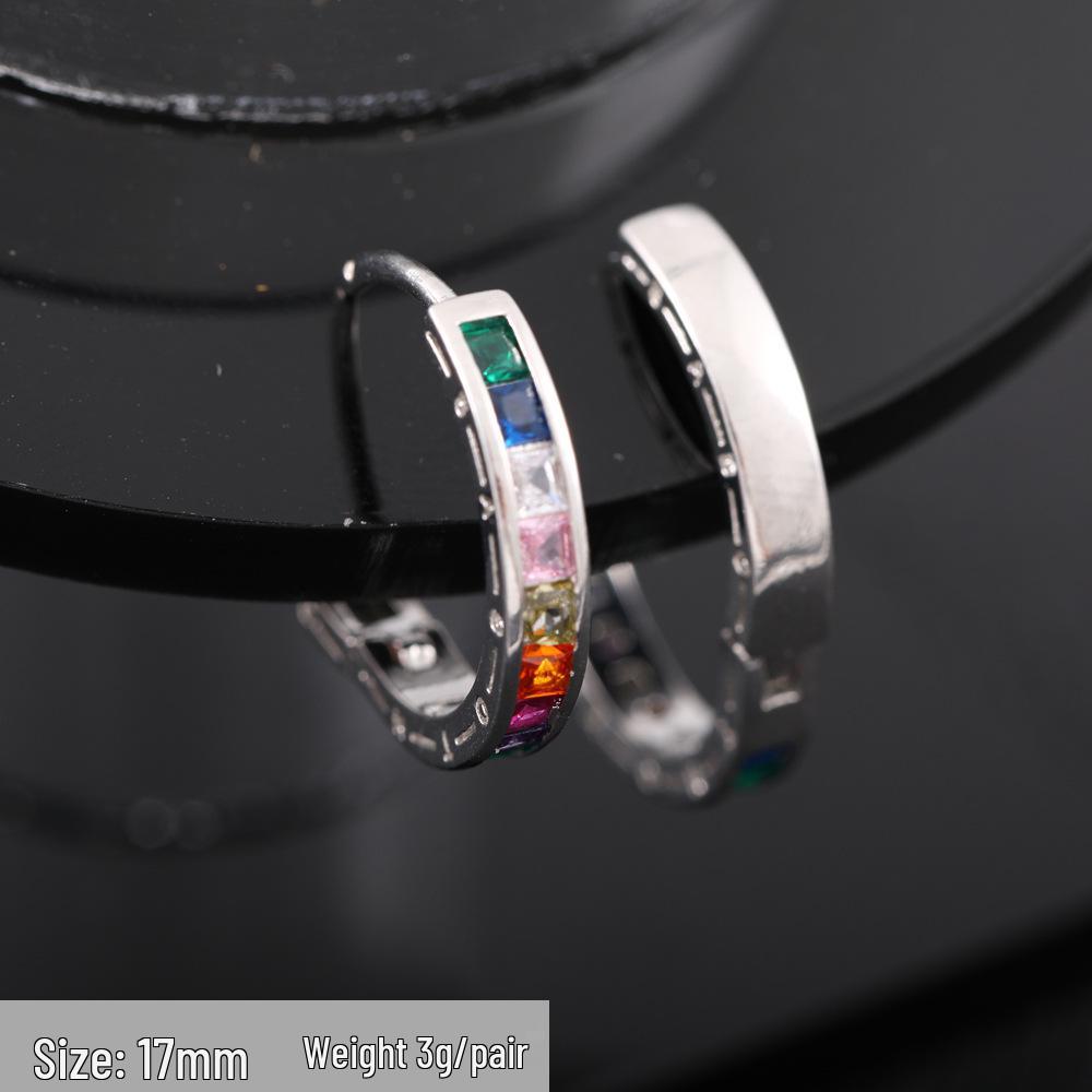 Серьги-гвоздики в корейском стиле с цветными цирконами – Уникальная европейская и американская мода