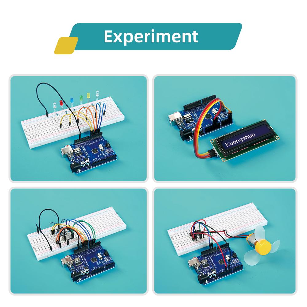 KUONGSHUN Super Starter Kit Including Breadboard 1602 IIC Jumper Wire Set R3 for Arduino UNO with Tutorial