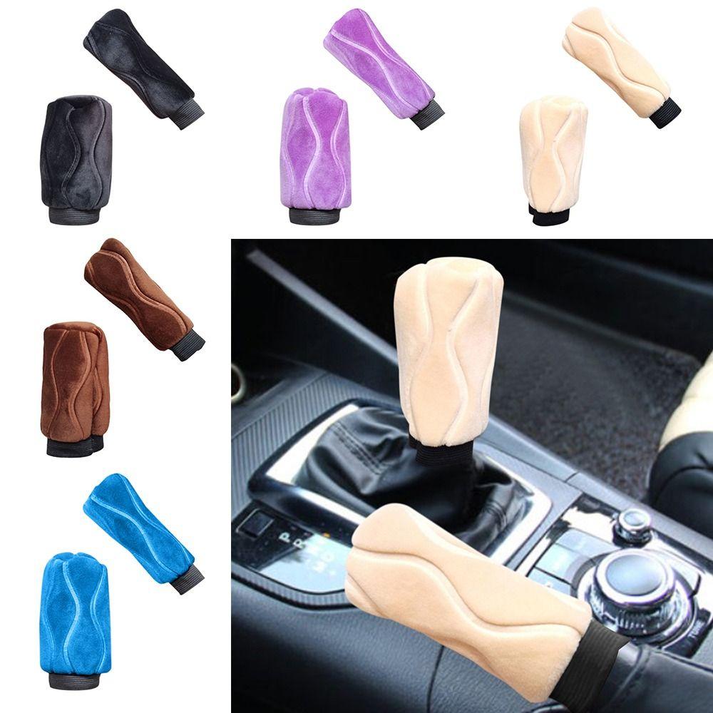 

2 PC Handle Car Shift Knob Cover Warm Car Interior Accessories Soft Handbrake Cover Car