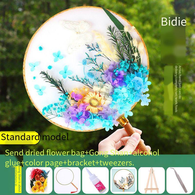 DIY Preserved Fresh Flower Hand Fans Creative Party Gift Home Decoration Fashion Decorative Chinese Japanese Fan Versatile New