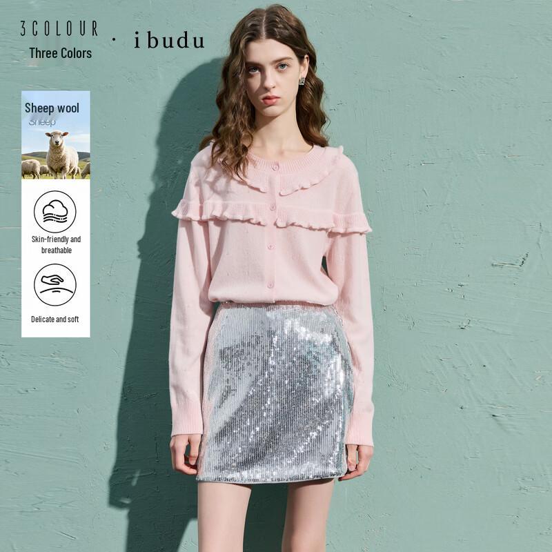 Women s iBUDU 2026 Spring Ruffle Wool Cardigan L 165/88A