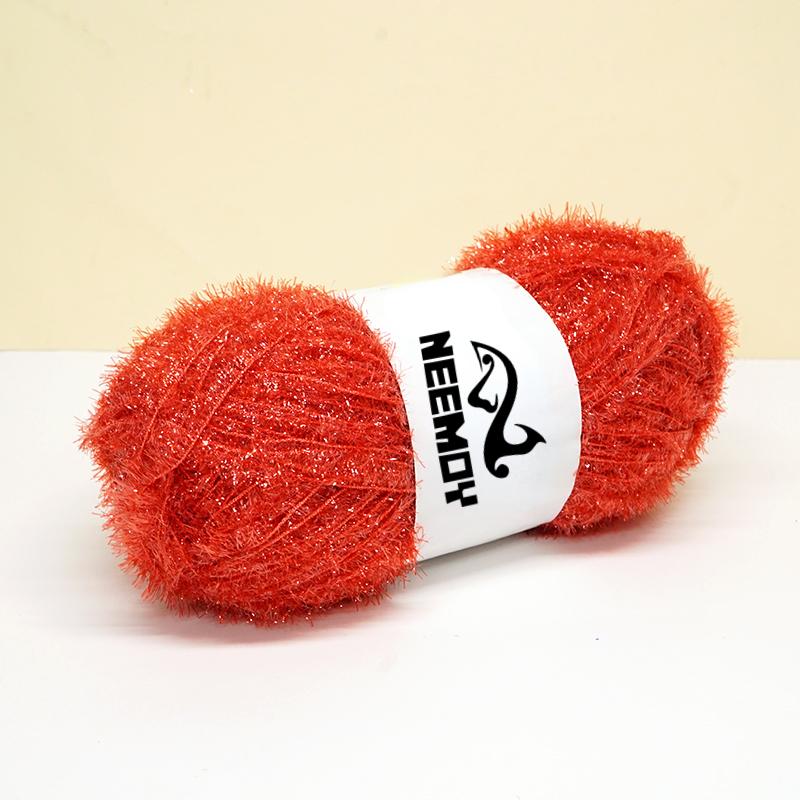 100g/200M Glass Silk Yarn for Hand Knitting Korean Dish Towel Wool Yarn and Crochet Doll Scarf Sweater Gold Silk Thread