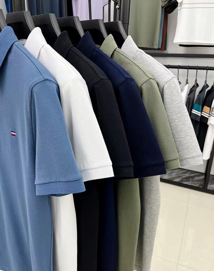 Męskie letnie polo casual 2024 z kołnierzykiem typu turn-down - koszulka z krótkim rękawem