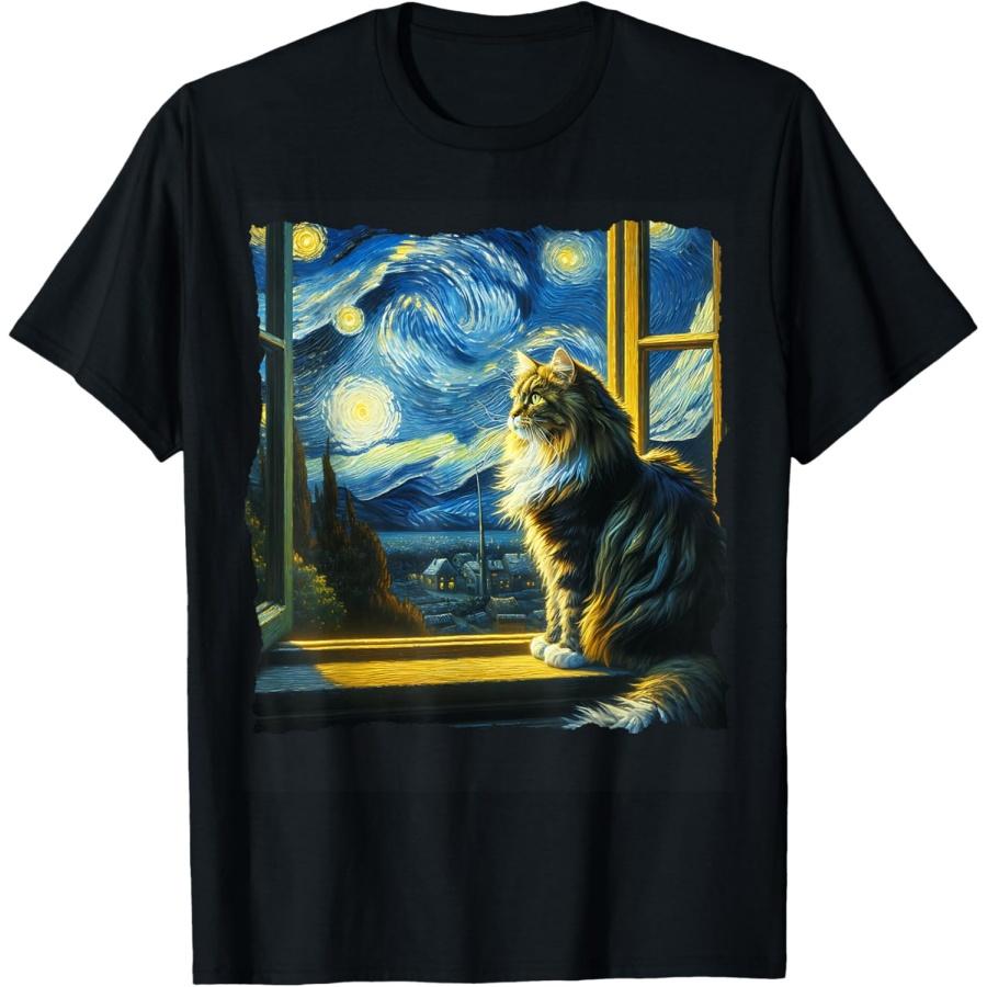 Cat Maine Coon Starry Night Maine Coon T-Shirt S