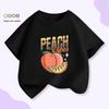 Handbemaltes Pfirsichscheiben Kinder Unisex Slogan T-Shirt