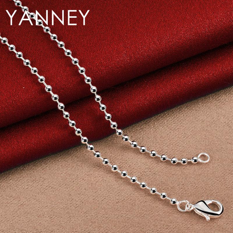 Charm 925 Sterling Silver 18 Inches 2MM Bead Chain Luxury Necklace For Women Men Punk Fashion Jewelry Gift
